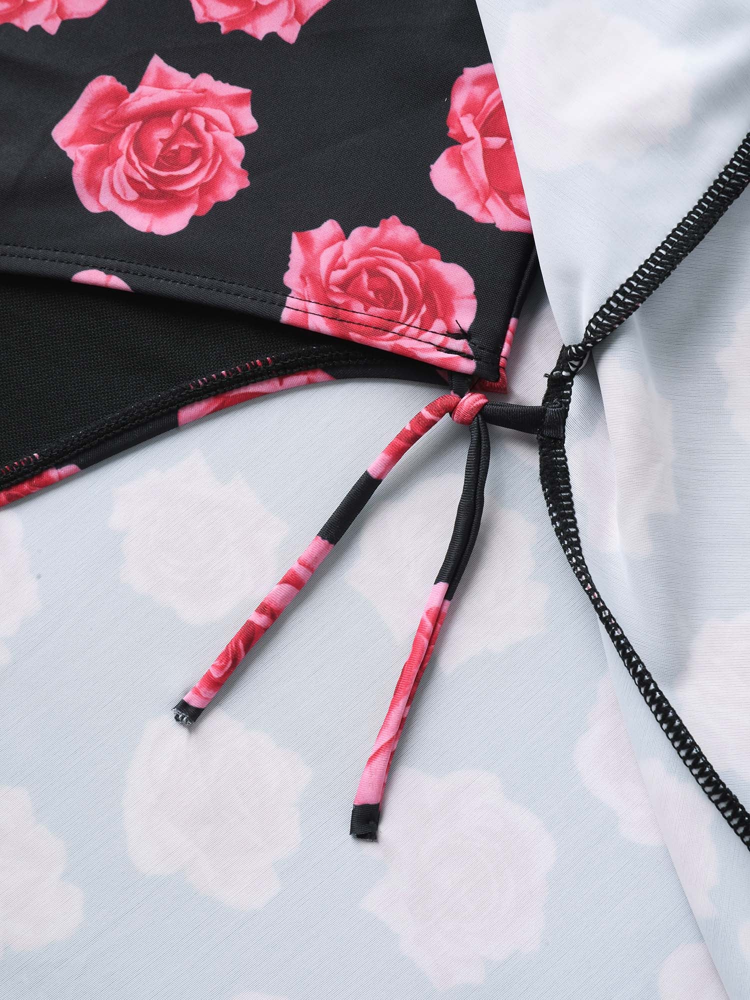 Anti-Float Tie Rosy Print Swim Dress