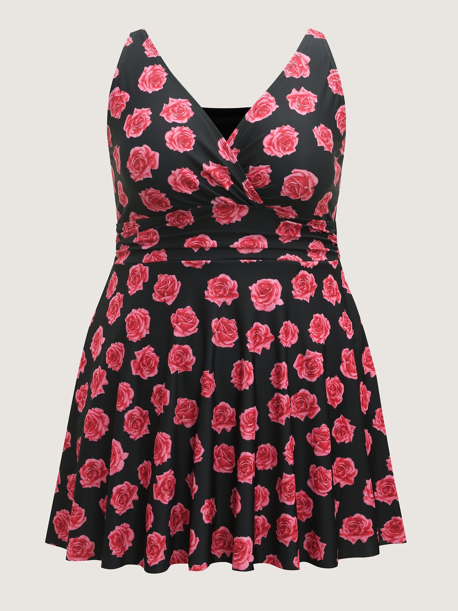 Anti-Float Tie Rosy Print Swim Dress